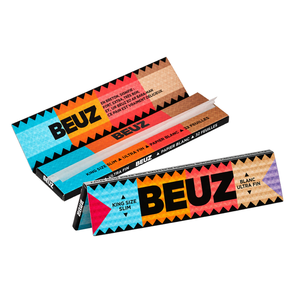 Carnets de feuilles à rouler BEUZ King Size Slim, papier blanc ultra fin, 32 feuilles