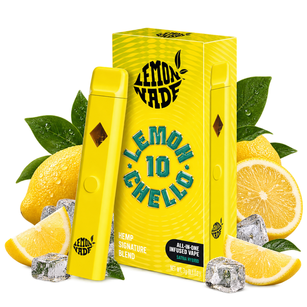 Vape jetable Lemonade Lemonchello 10 de la marque Cookies et son étui